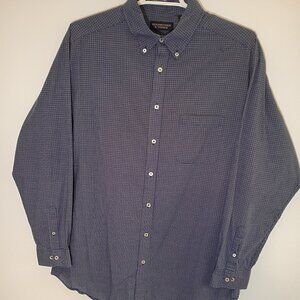 Shirt, Long, Roundtree & Yorke, Blue & White, Plaid, 2XLT